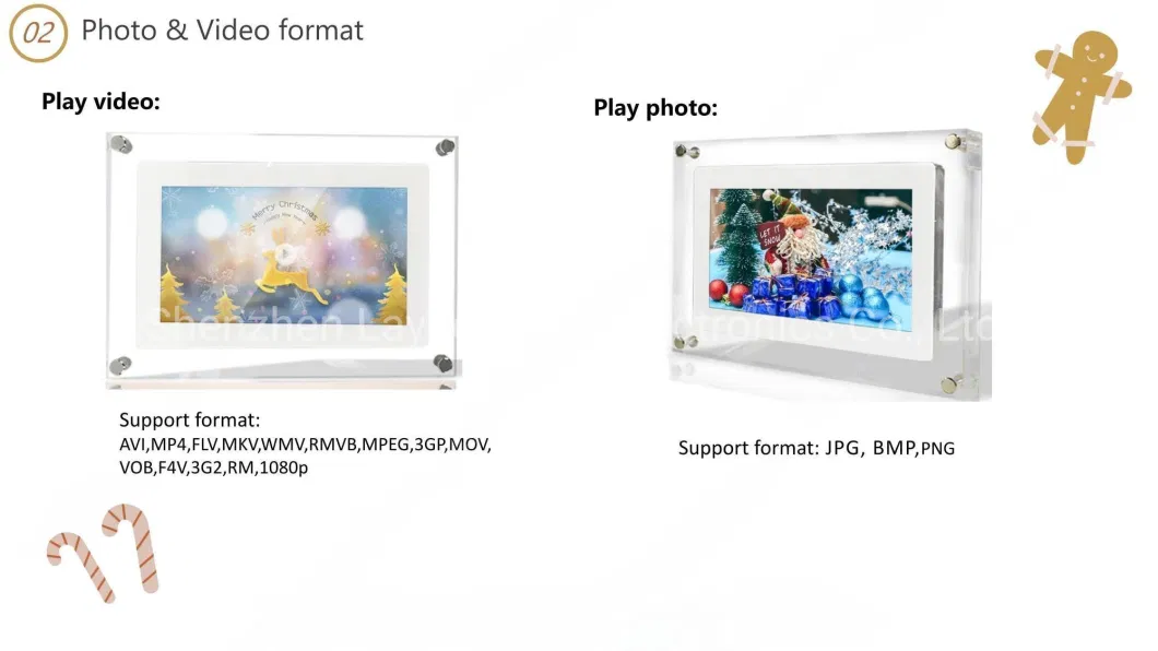 5 7 10.1 Inch Picture Art Acrylic Video Display Transparent Digital Photo Frame